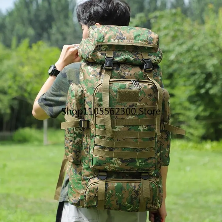 Sac à dos tactique de randonnée en Oxford grande capacité 80L, camouflage, pour hommes, camping et voyage