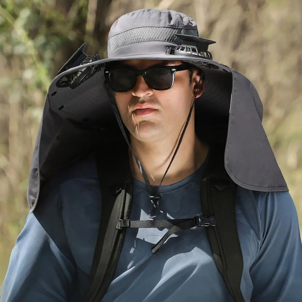 

Новая дышащая водоотталкивающая панама для походов с регулируемым шнурком на подбородке, складной защитой для шеи и 2 вентиляторами, для рыбалки