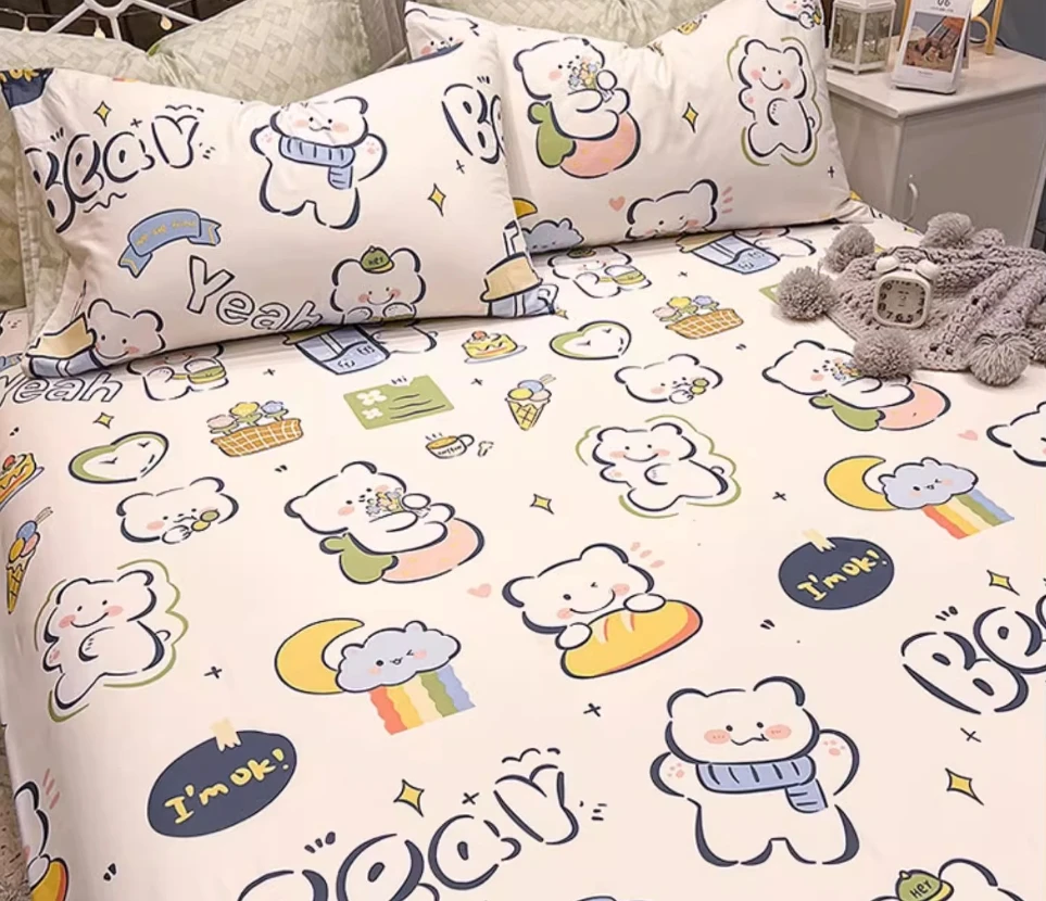 red Bedsheet single piece 100% pure cotton cartoon cotton bed sheet anti slip printed cartoon bedsheet Waterproof bed sheet