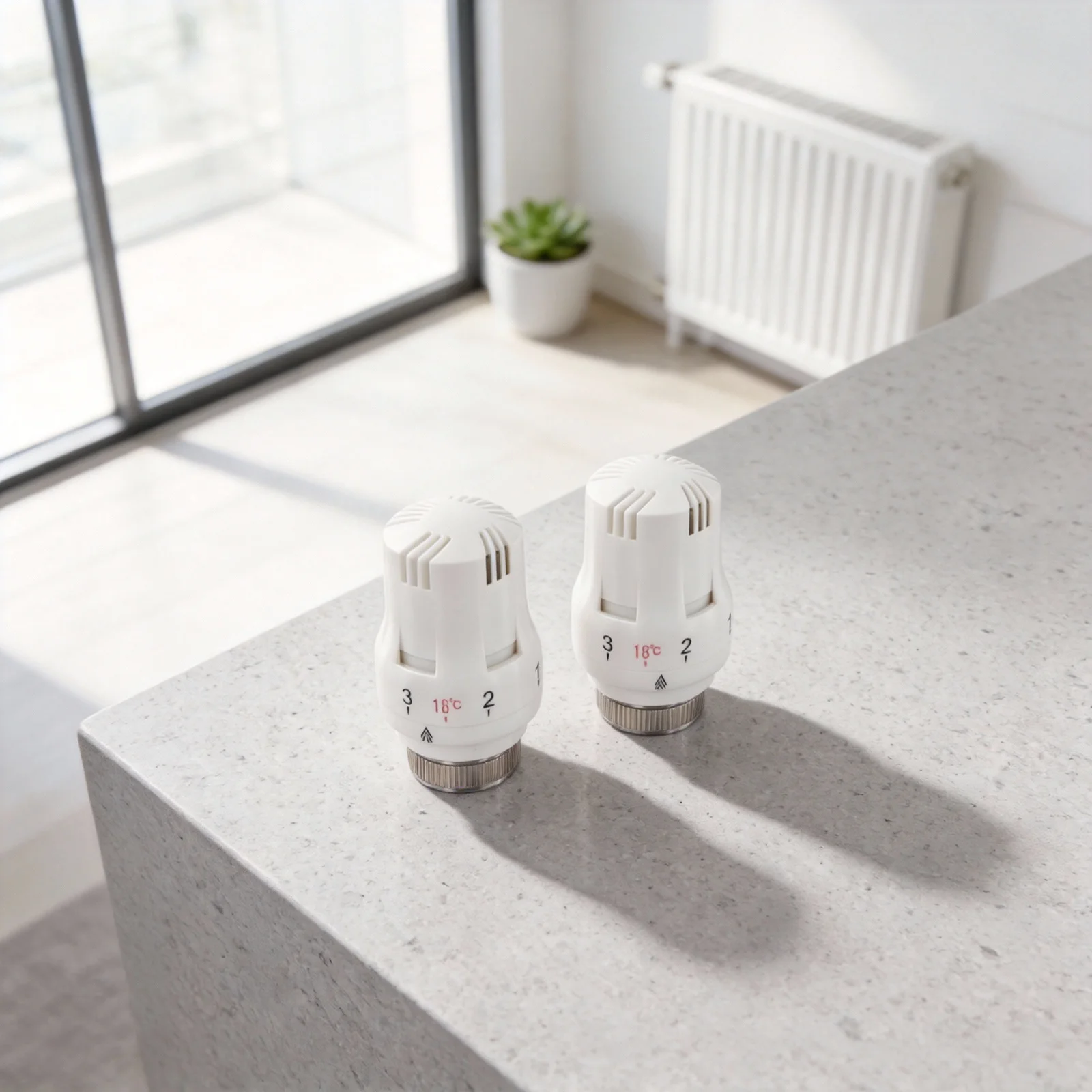 2PCS Thermostatic Radiator Valve Head M 30 X 1.5 Adjustable Straight Type Liquid Heating System Thermostatic Valve Radiator