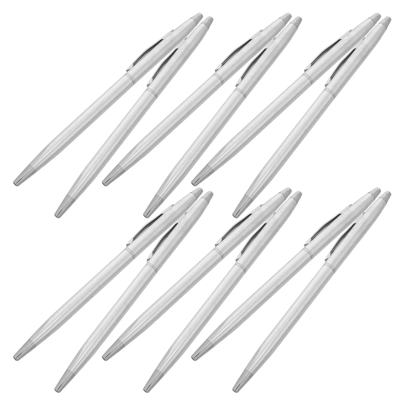 12Pcs Metal Refillable Black Ink Refill Electroplated Ballpoint Pens Smooth Writing Executive Business Office School