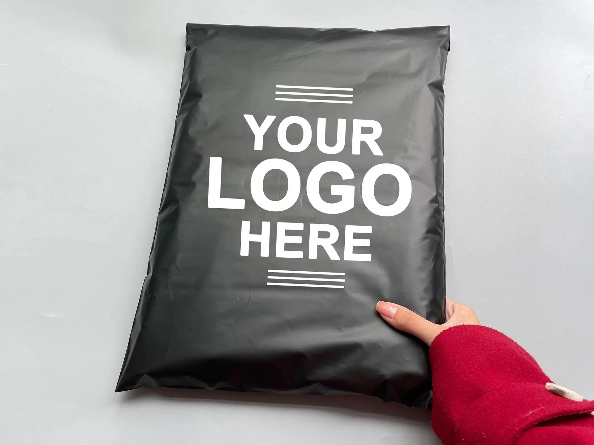 Schwarze Express-Geschenkverpackungstasche, wasserdichte Plastiktasche, Transportprodukt, selbstversiegelte Tasche, individueller Logodruck – Detail 10