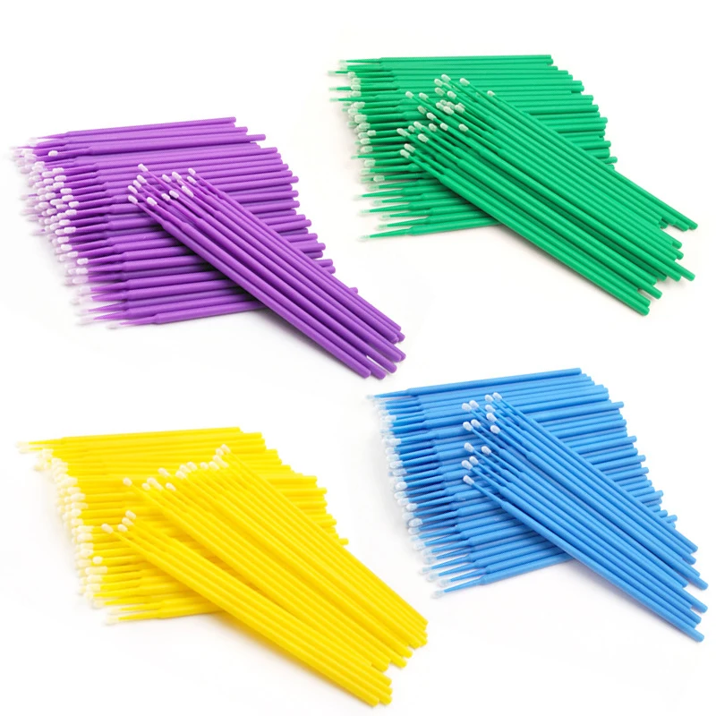 

Sdattor 100pcs/bag Disposable Colorful Cotton Swabs Micro Brushes Eyelashes Extension Cleaning Swab Cosmetic Makeup Tools