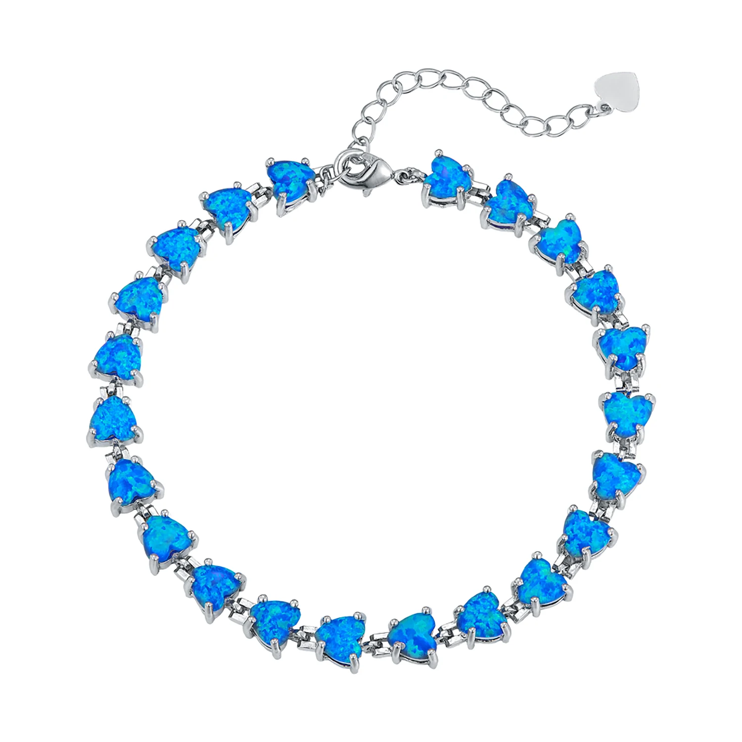 

Cute Romantic Heart Shaped Blue Opal Charm Bracelets,Trendy Summer Daily Wear Jewelry for Teen Girls Ideal Gift for Best Friends