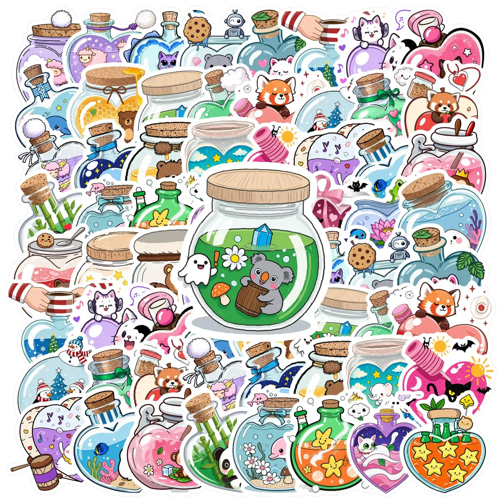 

35-70 шт. милых наклеек с животными в стиле каваи, игривые наклейки «Приключения сезонов», наградные наклейки для учителей, наклейки с животными для ноутбуков, мотоциклов, багажа