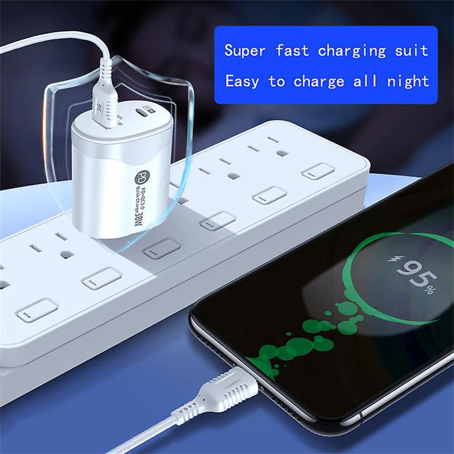 Tatal 38W Wall Charger Quick Charge PD20W Power3.0 Fast Charging Adapter with USB Type C Cable for for Xiaomi iPhone Samsung image 3