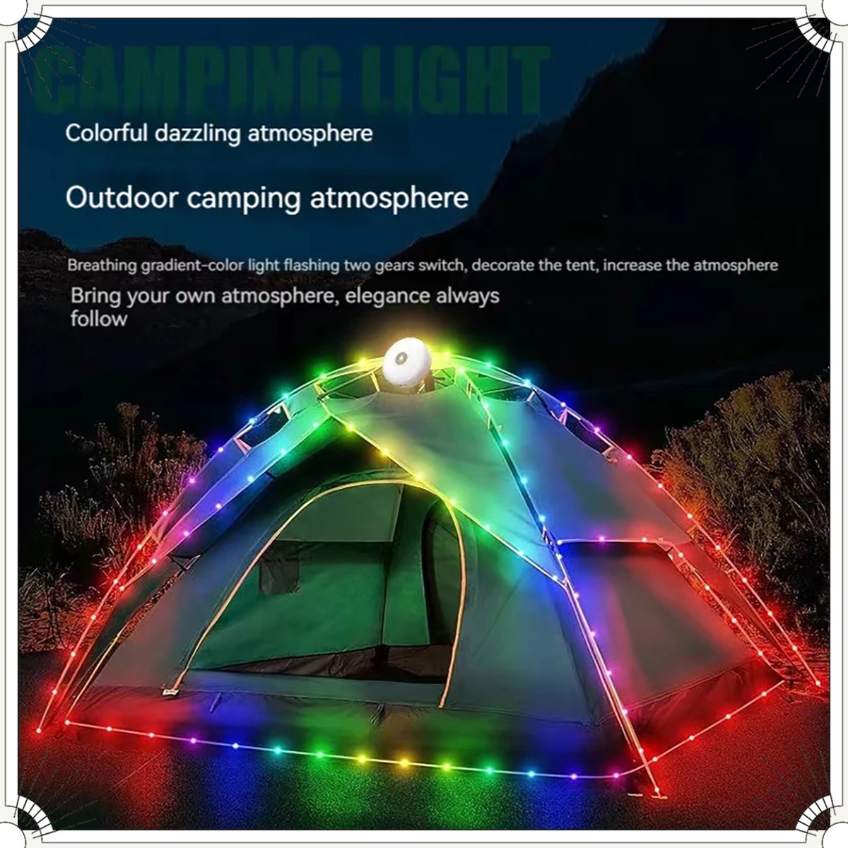 10M Outdoor LED Camping Lamp Strip Waterproof Recyclable Light Belt for Garden Tent Room Decoration Atmosphere Lighting