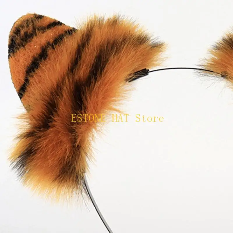 

49MF костюм для косплея кошки, кошачьи уши, хвост, вечеринка на Хэллоуин, повязка на голову с тигровыми ушками, хвост тигра