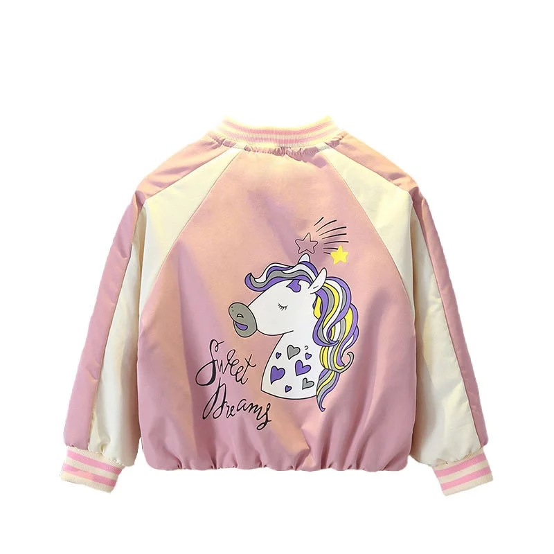 Girls Long Sleeve Jacket Kids Unicorn Print Coat Children Outwear Fashion Spring Autumn 2024 New Arrival Girls Casual Clothing