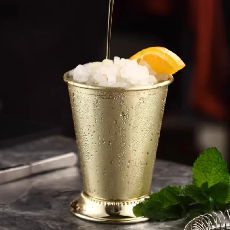JUSTINLAU 350ml Mint Julep Cup Stainless Steel Cocktail Cup Rolled‑rim Mojito Metal Cup for Cocktails and Whiskey Mixed Drinks view 5