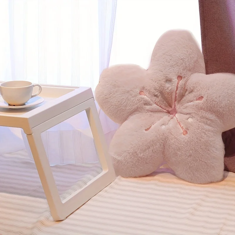 Almofada floral rosa chique flor de cerejeira bordado almofada de poliéster com preenchimento de polipropileno lavável à mão multiuso