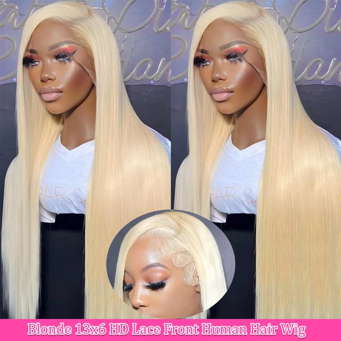 280% 30 40inch 13x6 HD Full Frontal Lace 613 Blonde Colored Straight Wigs Lace Frontal Human Hair Wigs Lace Front Wigs For Women image 3
