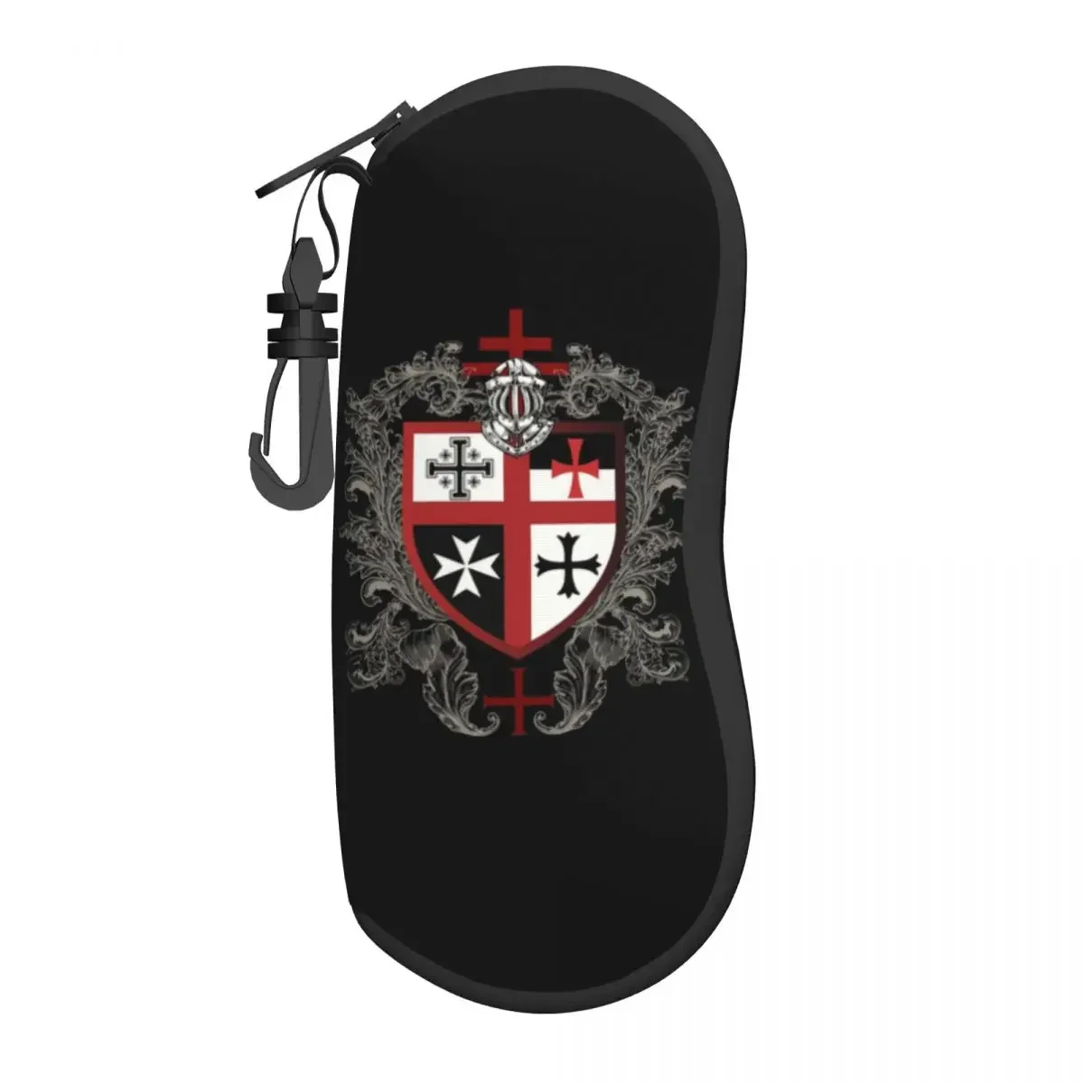 Knights Templar Cross Shield Eyeglass Glasses Case Women Men Soft Medieval Emblem Secret Order Sunglasses Protective Box