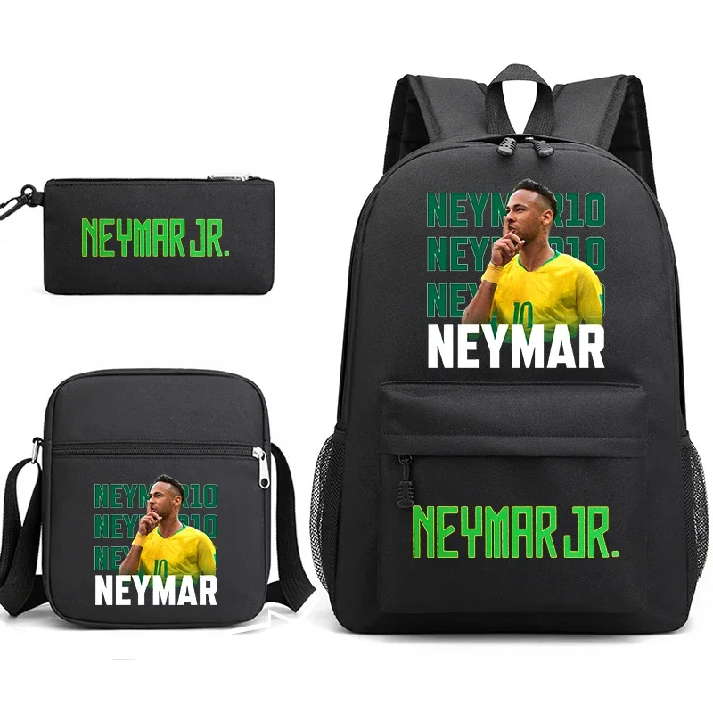 neymar avatar print student schoolbag set youth backpack shoulder bag pencil case 3-piece set