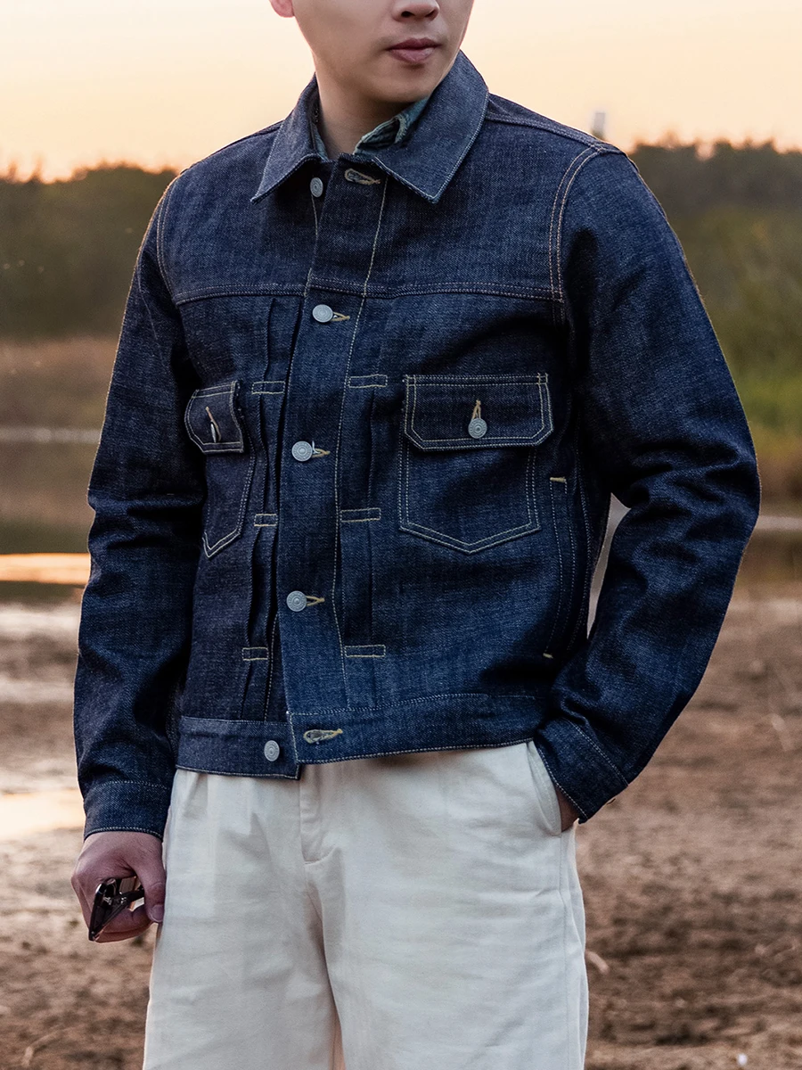 

Pop Red Tornado Type II 14oz Selvedge Denim Trucker Jacket Heritage Style Men's Jean Outerwear