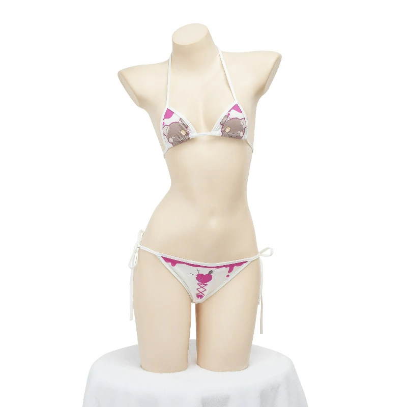 Sexy Lingerie Anime Print Bikini Set Sexy Triangle Bra Tie Side Panty Kawaii St…