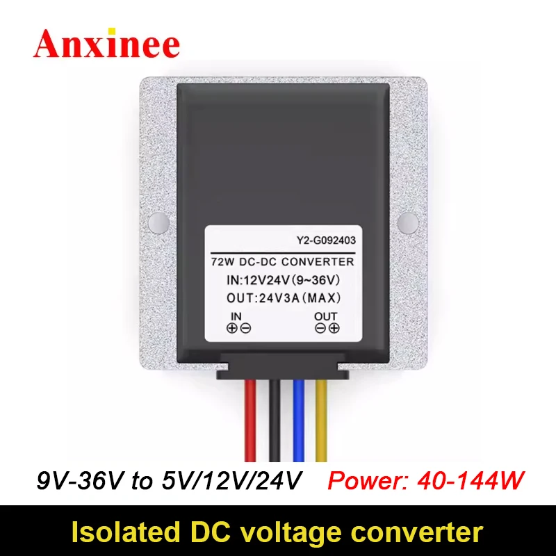Isolated DC Voltage Regulator 9-36V to 5V 12V 24V 40W-144W Boost Buck Converter Automotive Ship Power Supply