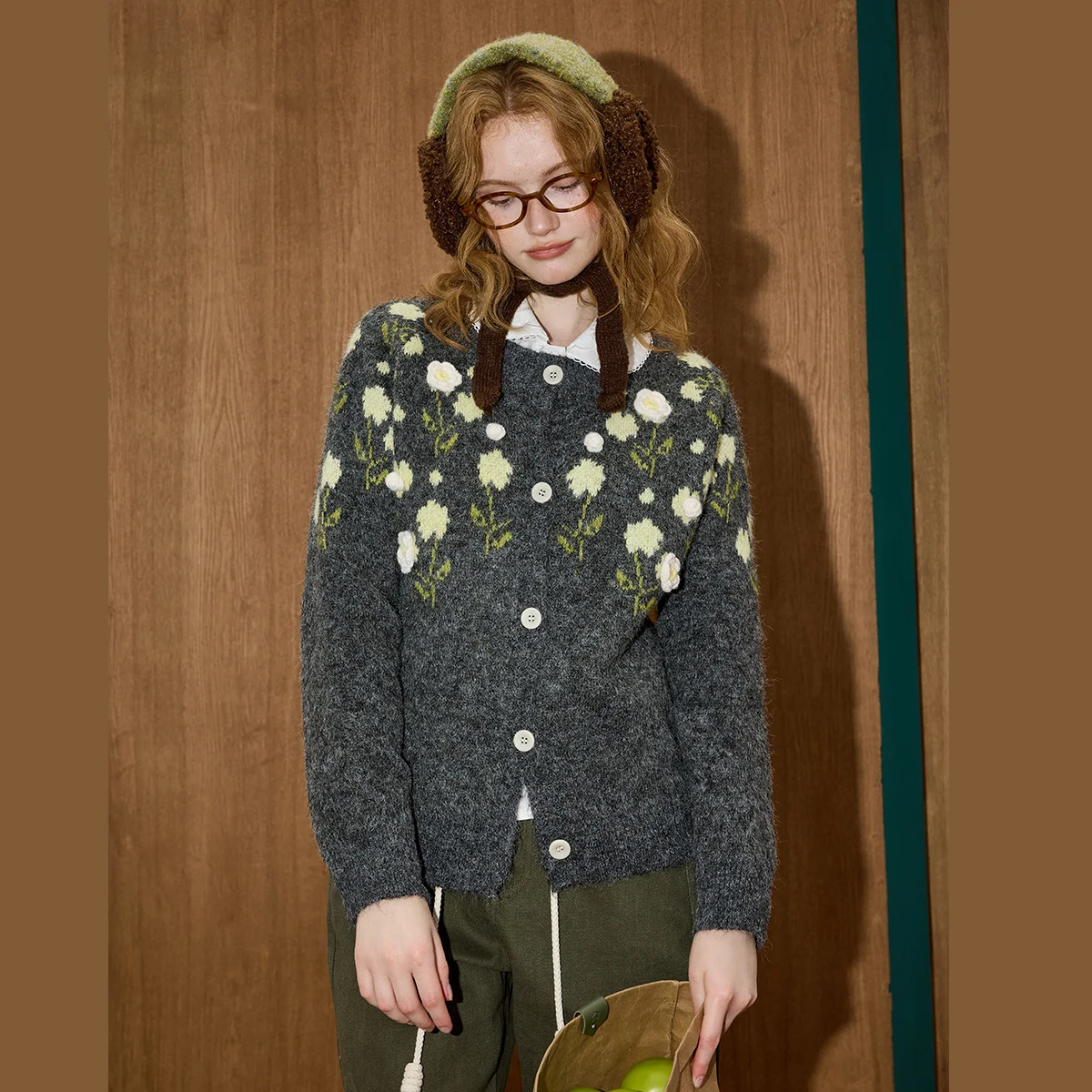 2025 겨울 여성 빈티지 3D 플로럴 자수 스웨터 안티에이징 루즈핏 풀오버 코지 Y2K 시크 니트웨어 오버사이즈 라운지웨어