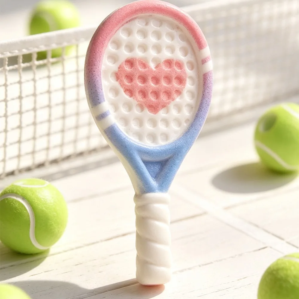 Mini Raqueta de Tenis de Resina con Diseño de Rayas, Accesorio Decorativo para Fotografía y Decoración de Mesa