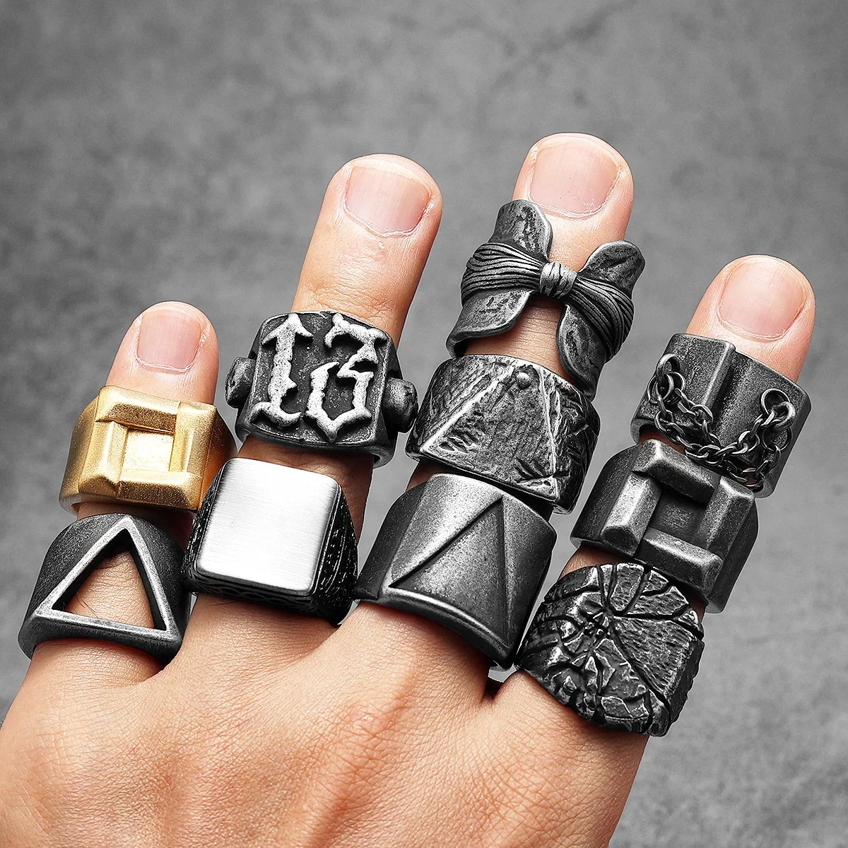 Lucky Number 13 Skull Men Rings Stainless Steel Women Jewelry Gothic Retro Punk New In Rock Fashion Accessories Gift Wholesale
