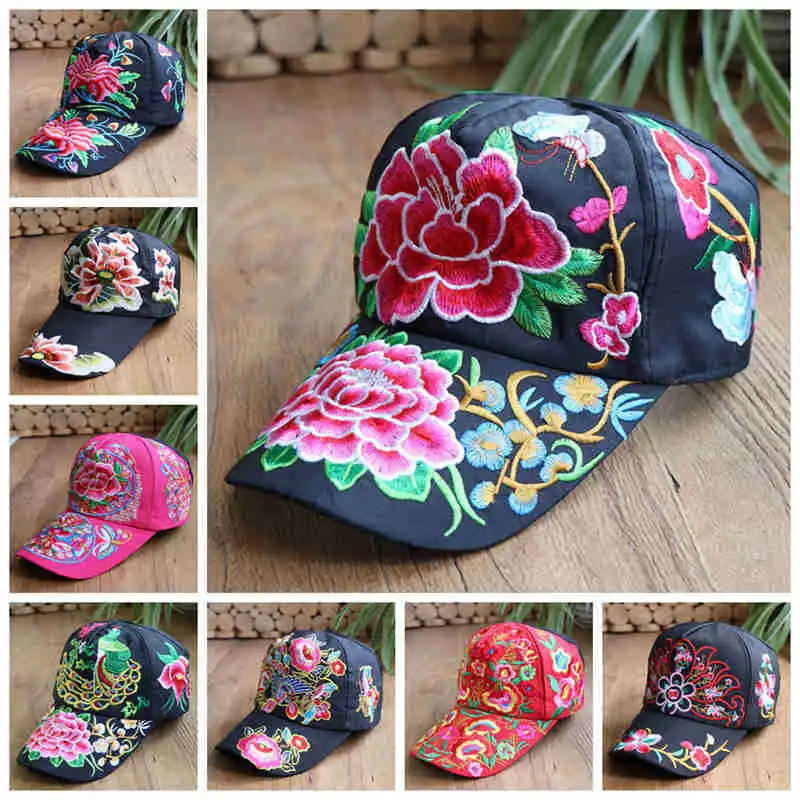 

Ethnic Style Half Top Embroidered Baseball Cap Sun Shading Embroidered Hat women's Hat Travel Embroidered Hat 4m792