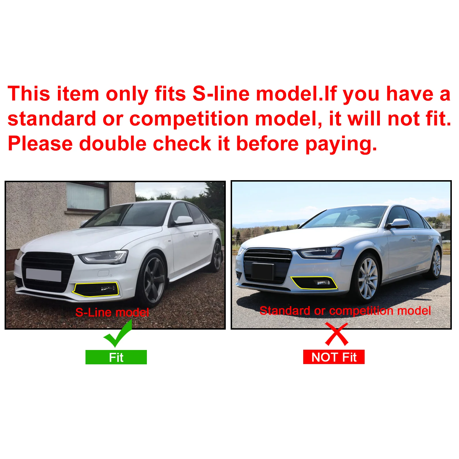 Car Front Bumper Fog Light Grilles Honeycomb Grille For Audi A4 B8.5 RS4 S-line 2013 2014 2015 2016  8K0807681L 8K0807682M