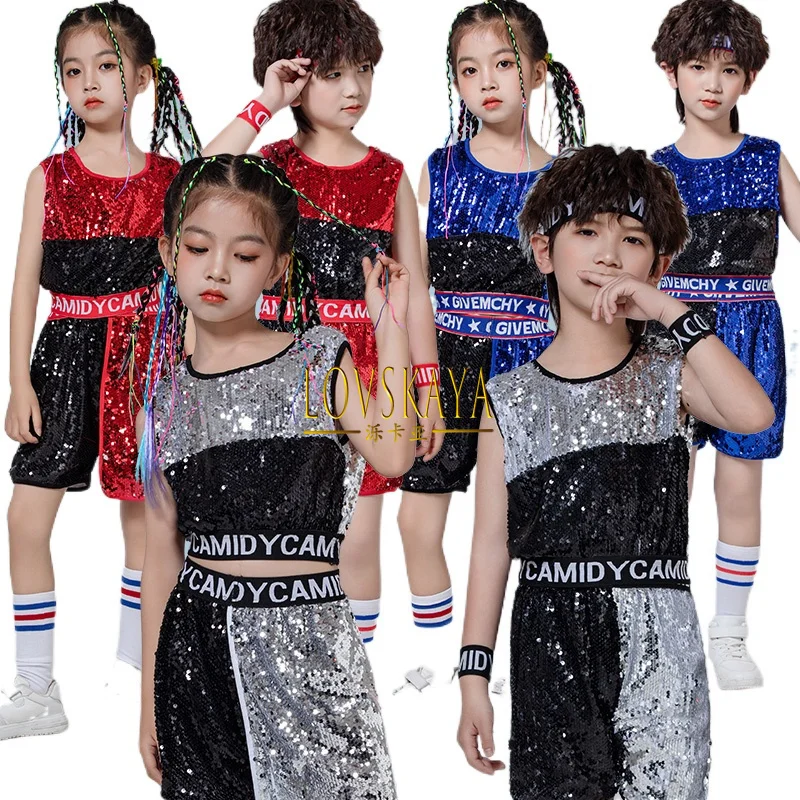 

Fashion Sequins Clothing Children Performance Clothing Street Dance Primary School Hip Hop Stand Jazz Dance