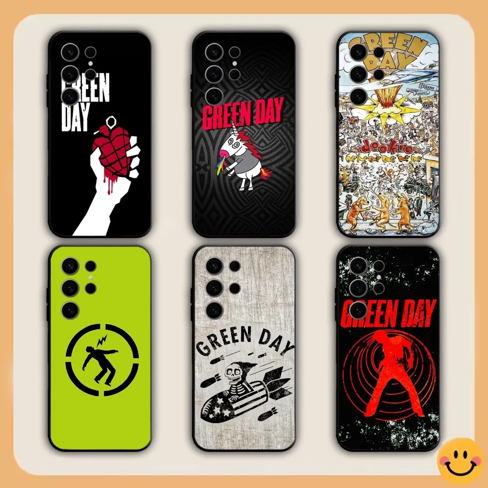 Green Day Rock Band Phone Case For Samsung S21,S22,S23,S24,S30,Ultra,S20,S30,Plus,S21 Fe,Note20 5G black Cover