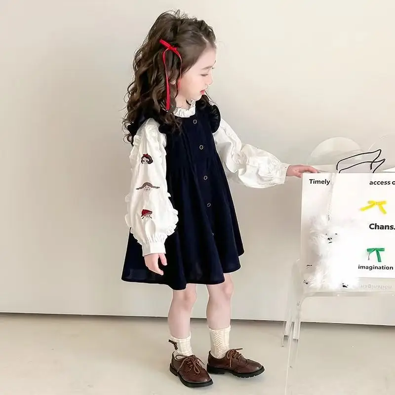 2026 New Spring Fall Little Girls Two‑Piece Outfit Stylish Kids Dress Set Sweet Toddler Baby Girl Casual Dresses Spring Fashion