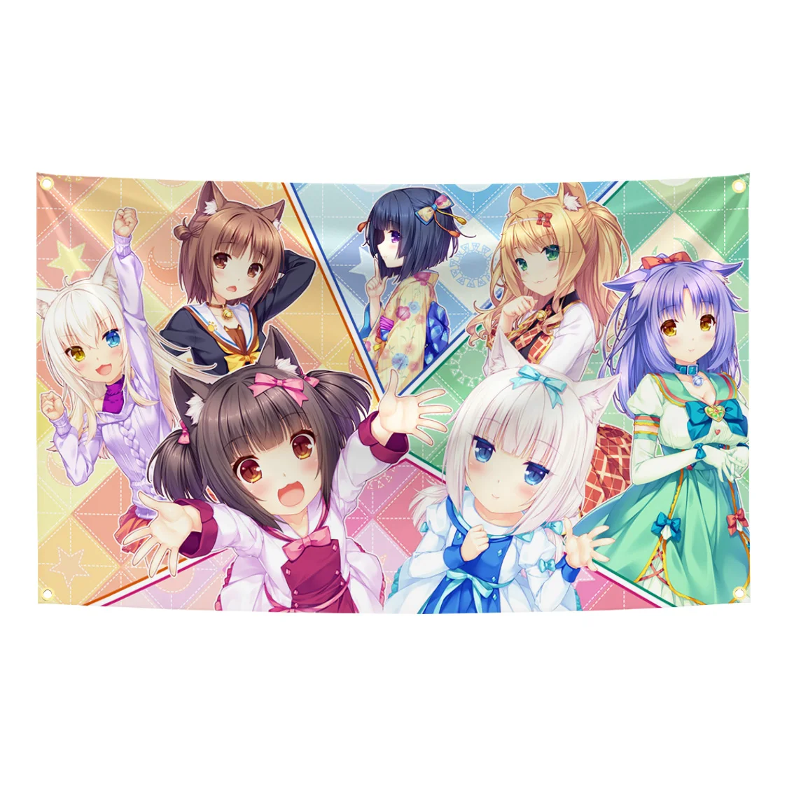60x90cm 90x150cm 120x180cm Nekoparas Chocola & Vanilla Anime Flag Polyester Neko Girl Wall Tapestry