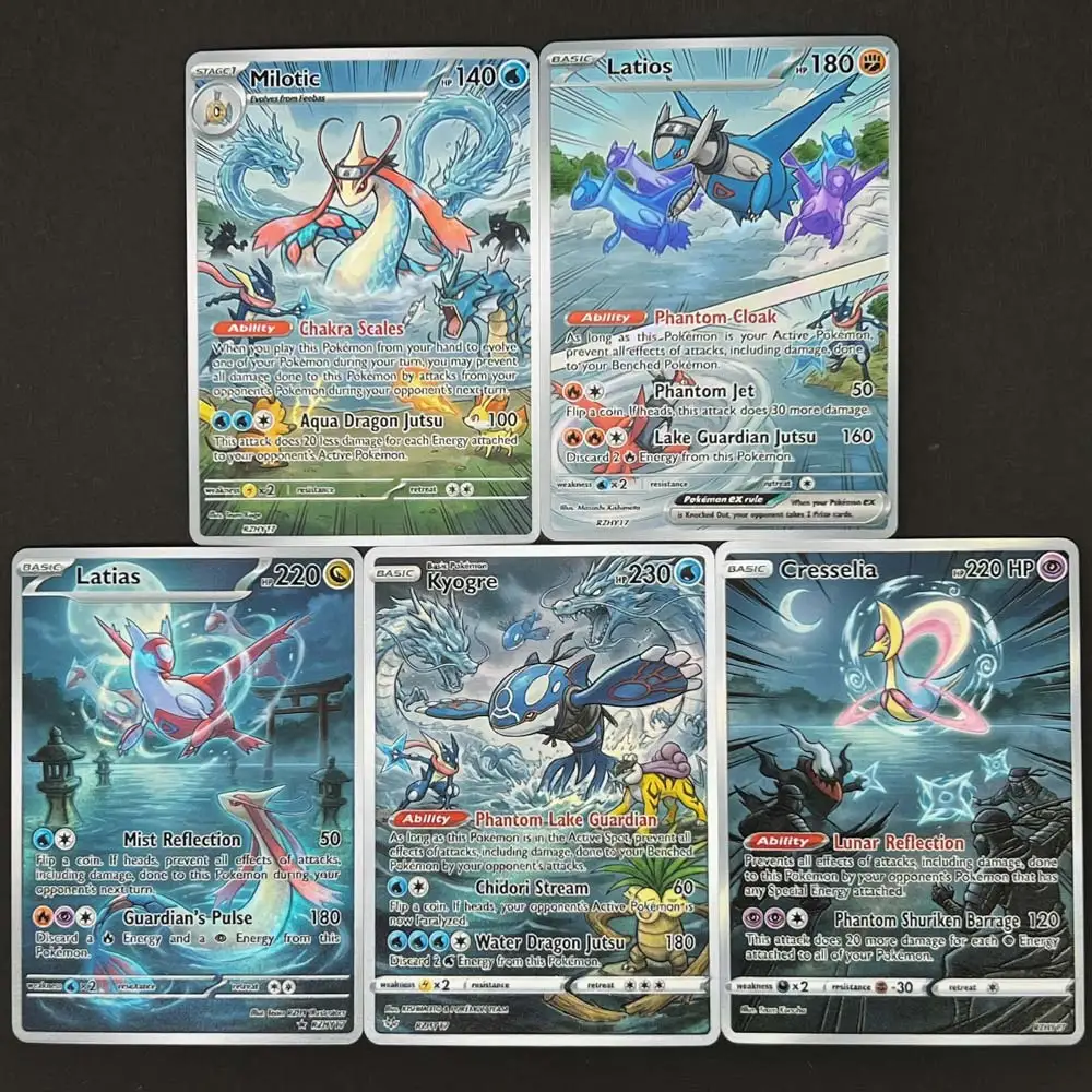 5Pcs Mixed Trading Card Latios Kyogre Cresselia Rare Holo Card Collection Present For Boy Hobby  Gift Battle Card
