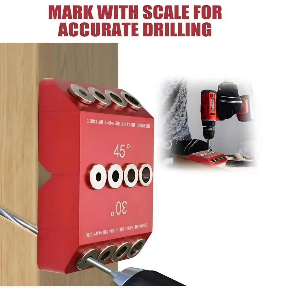 

30 45 90 Degree Angle Drill Guide High Hardness Angle Angled/Straight Holes Drill Template Block Red V/N Shape Slot