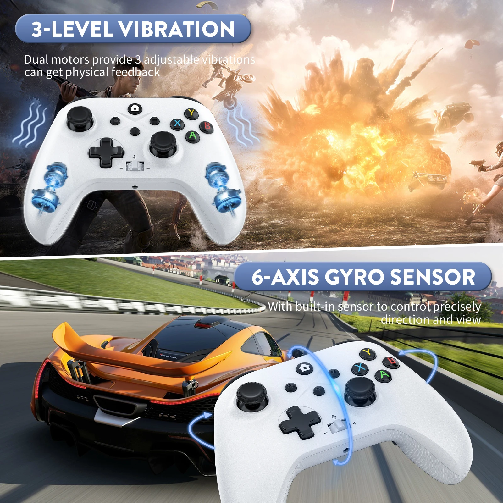 لوحة ألعاب لاسلكية لأجهزة Xbox One، X-boxSeris S/X Pc أذرع التحكم في ألعاب الفيديو المزدوج فيبرا ستة محاور جيروسكوب الألعاب عصا التحكم عن بعد قاعة الروك