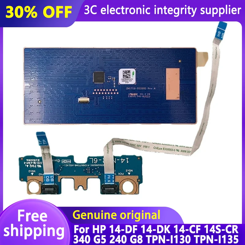 For HP 14-DF 14-DK 14-CF 14S-CR 340 G5 240 G8 TPN-I130 TPN-I135 Touchpad Board Left Right Buttons Board Accessory 100% Tested