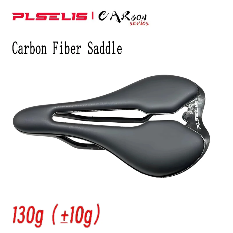

PLSELIS Premium Carbon Fiber Bike Saddle - Ultra-Light Short Nose Design with Breathable Hollow EVA Cushion for Road MTB Bikes