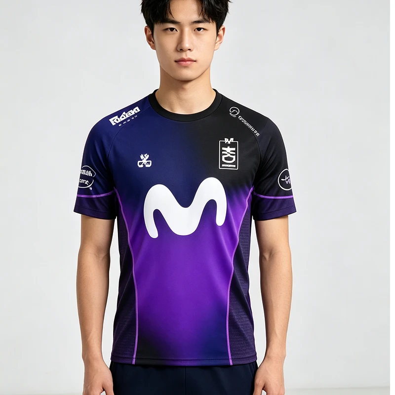 New Popular Team Uniforms For Esports Competitions Men's Women's Purple Black Gradient T-Shirts Exclusive To Gaming Enthusiasts
