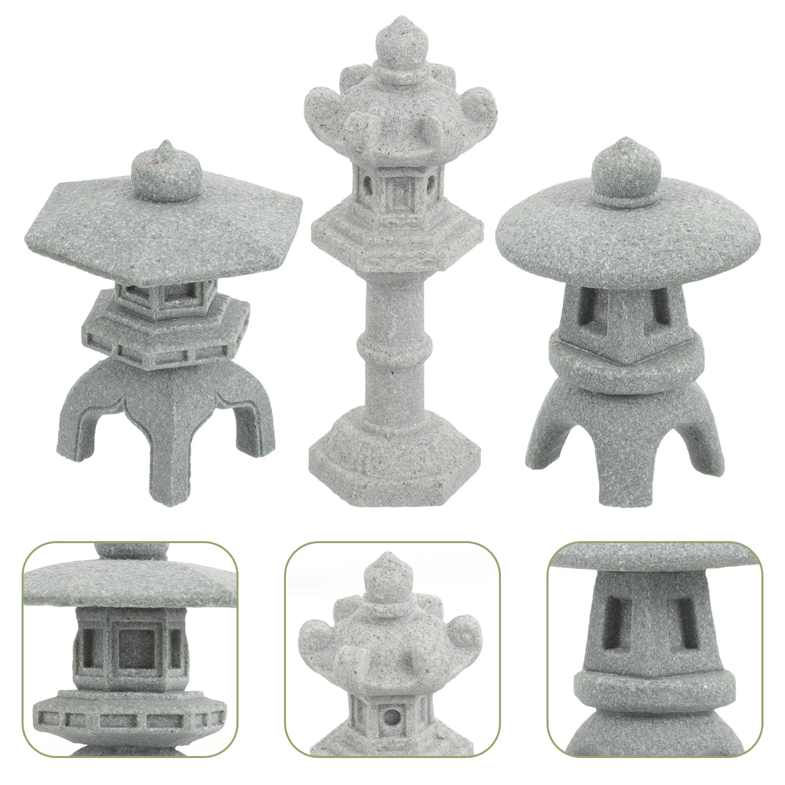 

3 Pcs Micro Landscape Ornament Mini Pagoda Garden Statue Home Decoration House Accessory