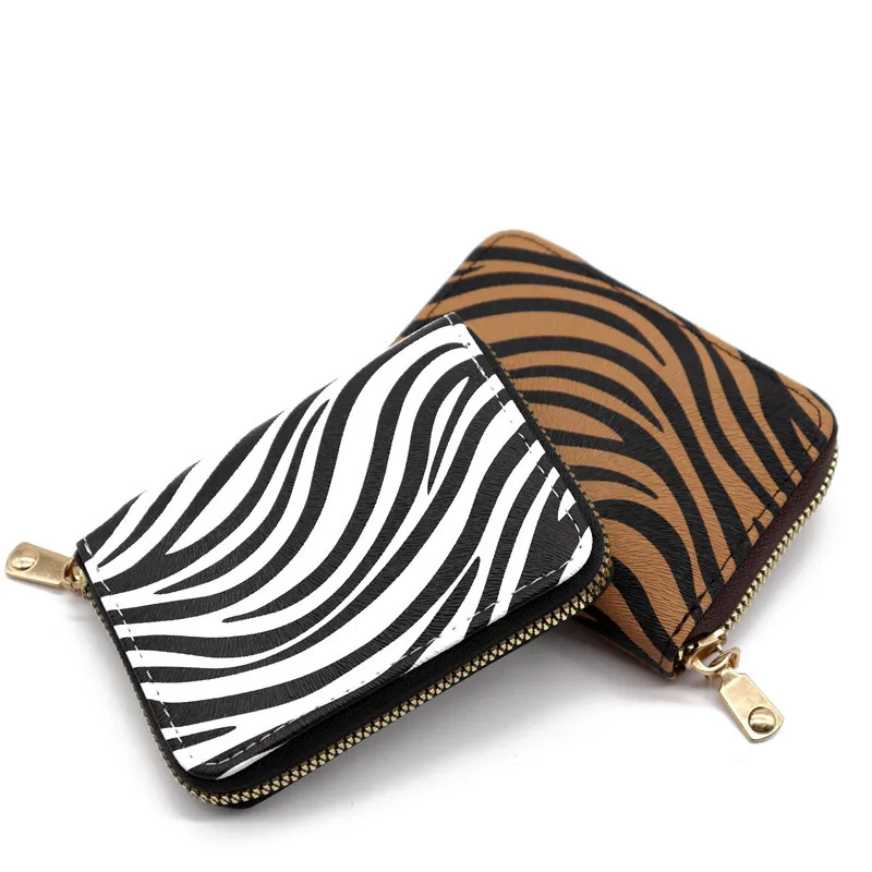 Credit Card Holder Bags Coin Purses Money Bag Wallet PU Leather Short Wallet Zebra and Leopard Print Wallets for Women Purse