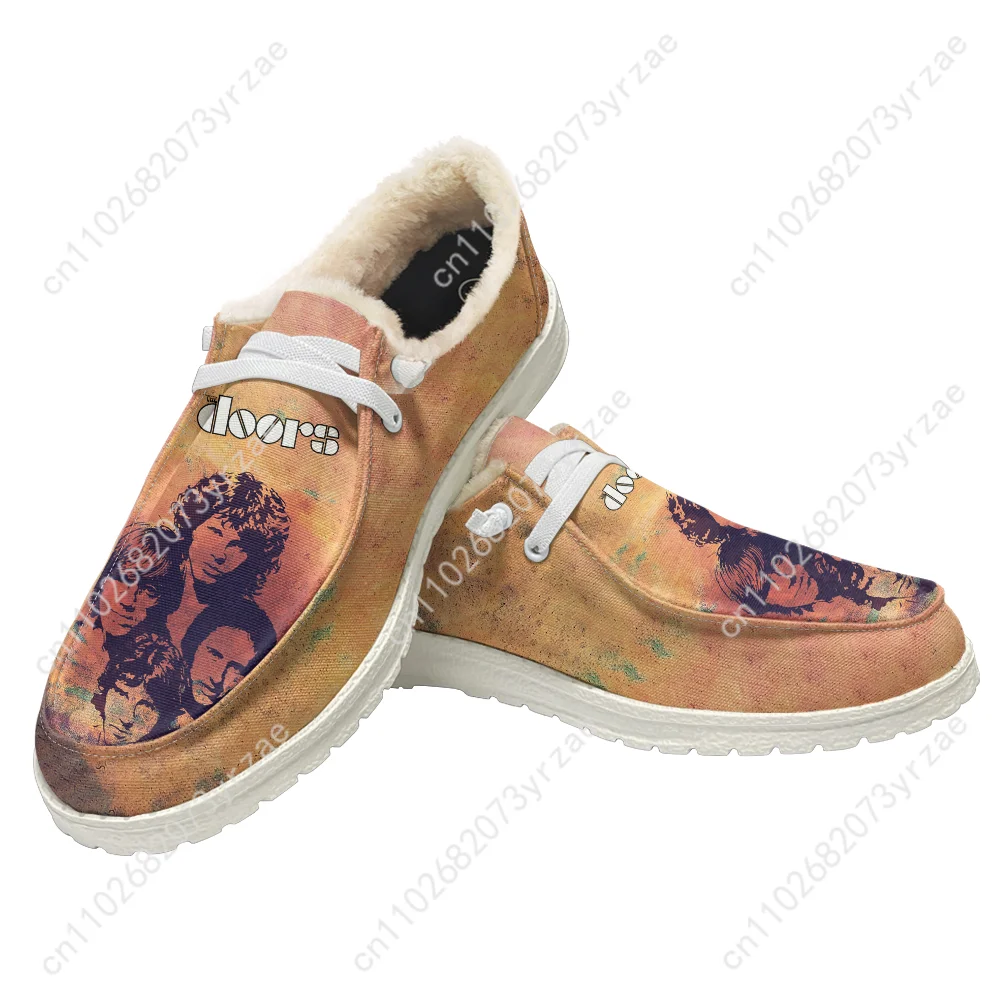 The Doors Zapato plano de felpa para hombre, mujer, adolescente, zapato cálido para interiores y exteriores, zapatos ligeros de moda de alta calidad, calzado personalizado
