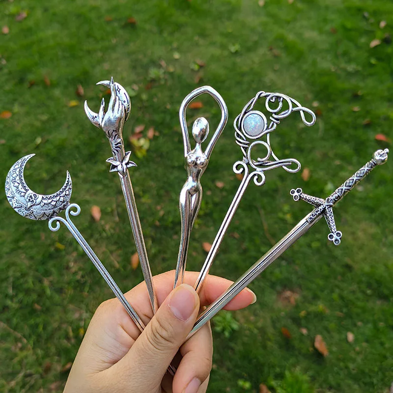 

Vintage hairstick for women sword hair decor metal witch hairpin