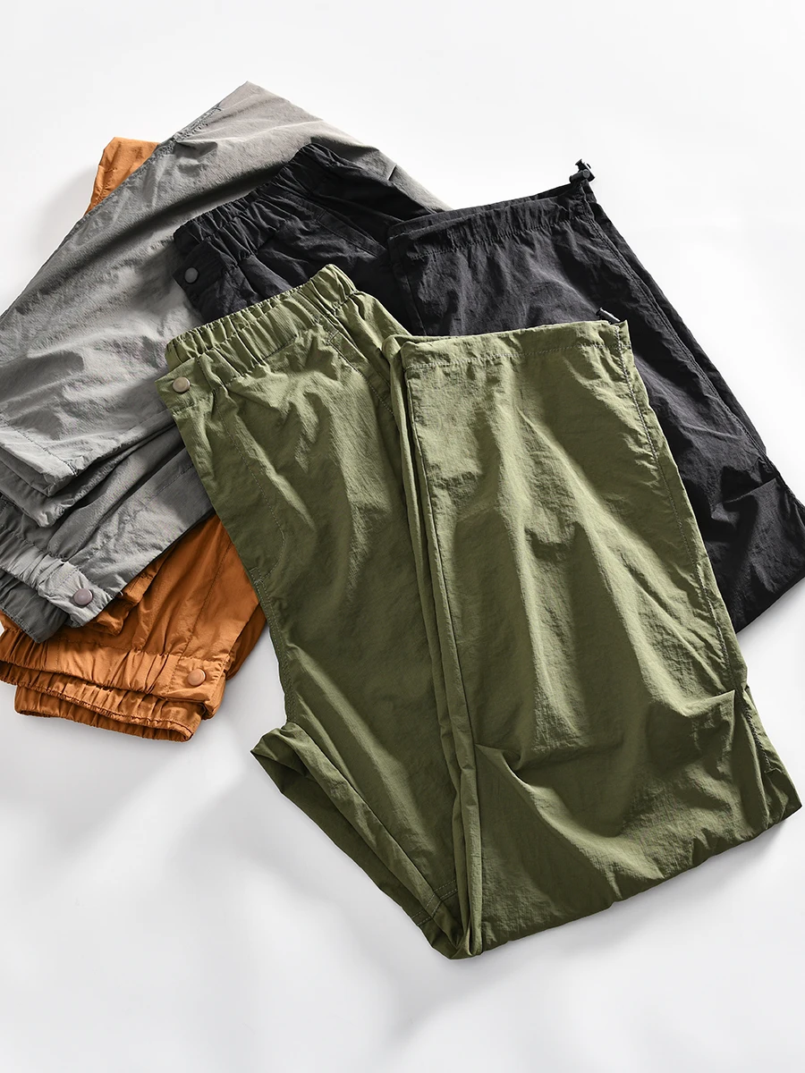 

Men's Summer Outdoor Quick Dry Breathable Loose Workwear Casual Paratrooper Pants Fashionable Straight Leg Nylon Casual Trousers