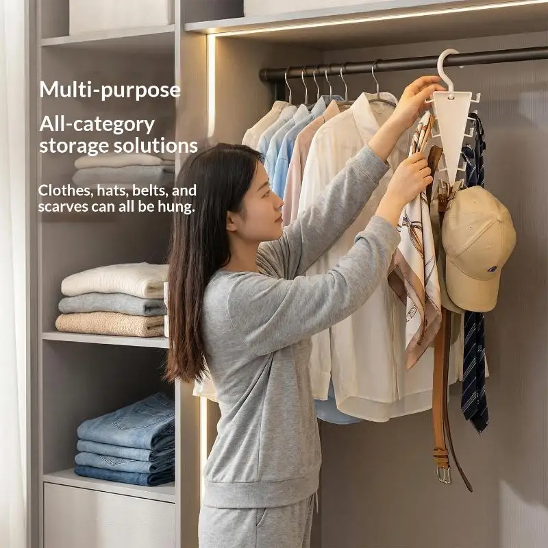 Hot Double Sided 12 Hooks Storage Rack V Shaped Baseball Cap Holder Belt Hat Scarf Organizer Hooks Wardrobe Space Saving Rack