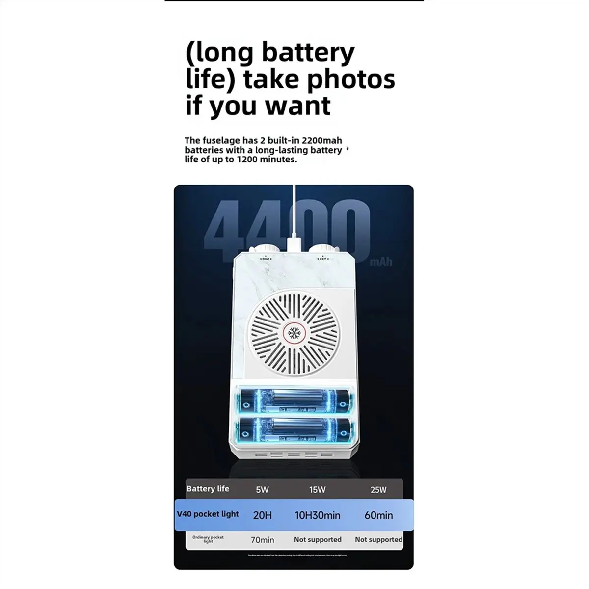 babq-ポータブル-led-ビデオライト-40w-ミニ小型ポータブルフィルライト、内蔵充電式バッテリー付き、携帯電話を充電可能