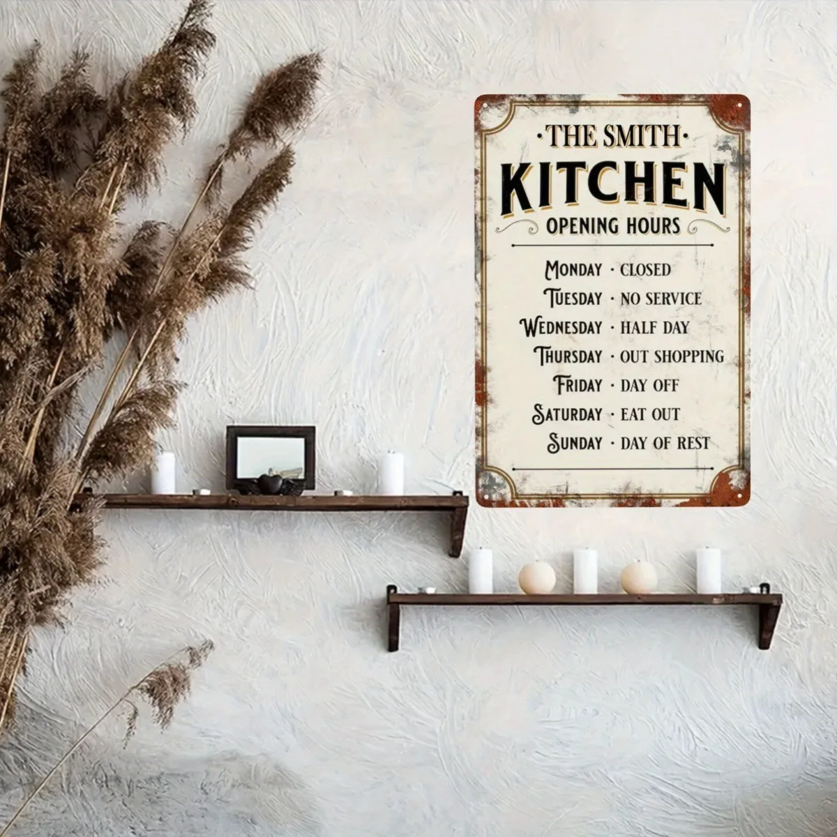 CIFbuy Customizable Vintage Kitchen Tin Sign 8x12In, Personalized Family Name Slogan Plaque for Home Wall Decor