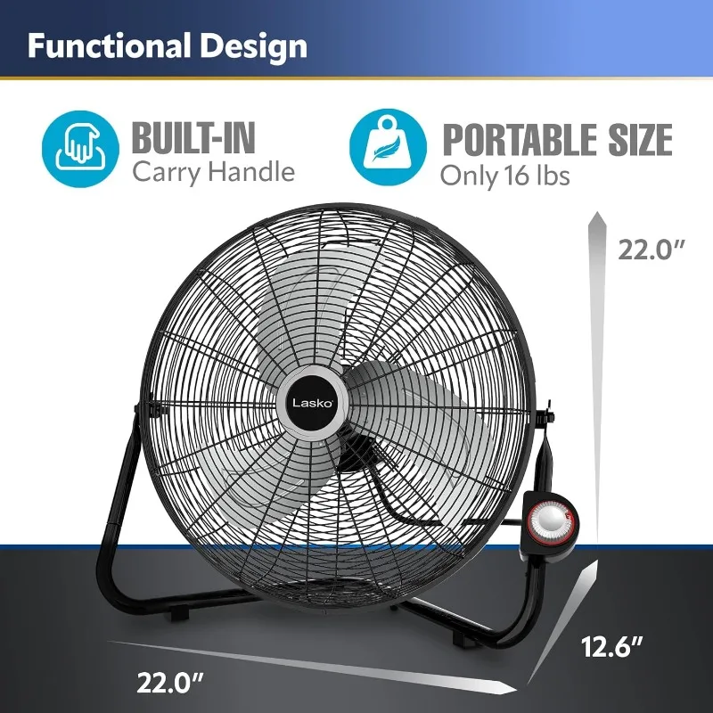 QuickMount de grado comercial de alta velocidad, ventilador de montaje en pared de piso, Ideal para garajes, sótanos, gimnasios, 20"