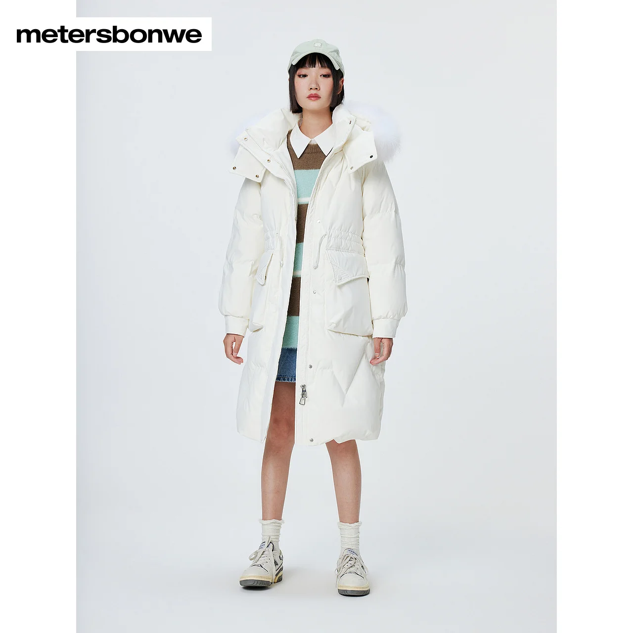 Metersbonwe Long Hooded Down Jacket Women Thick Winter Parker Coat Ladies 2023 New Fashion Warm Jackets Casual White Outerwear