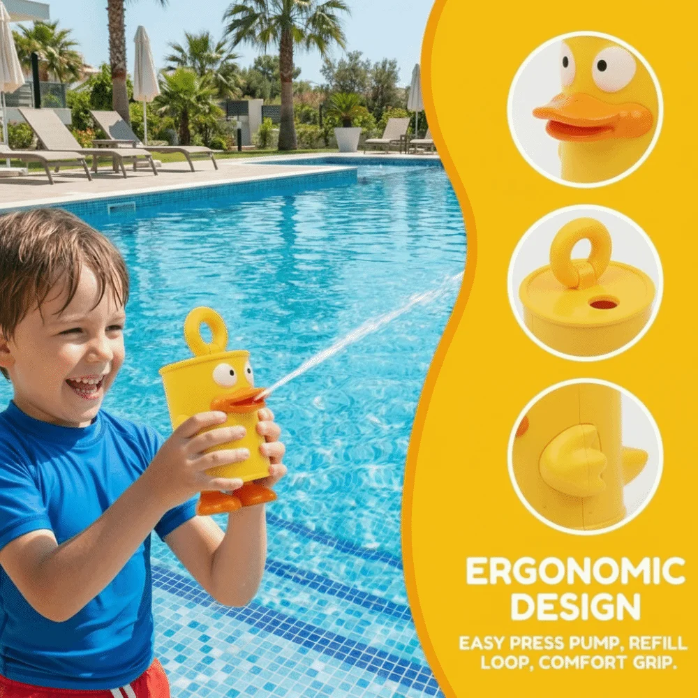 Cute Design Duck Water Toy Tin Can Mini Size Water Spray Toy Plush Material Spraying Function Water Spraying Toy