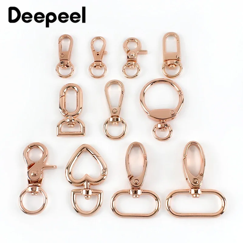 

10pcs Deepeel Rose Gold Keychain Hook Lobster Clasp Metal Chain Strap Hang Buckle DIY Key Pendant Clasps Hardware Accessories