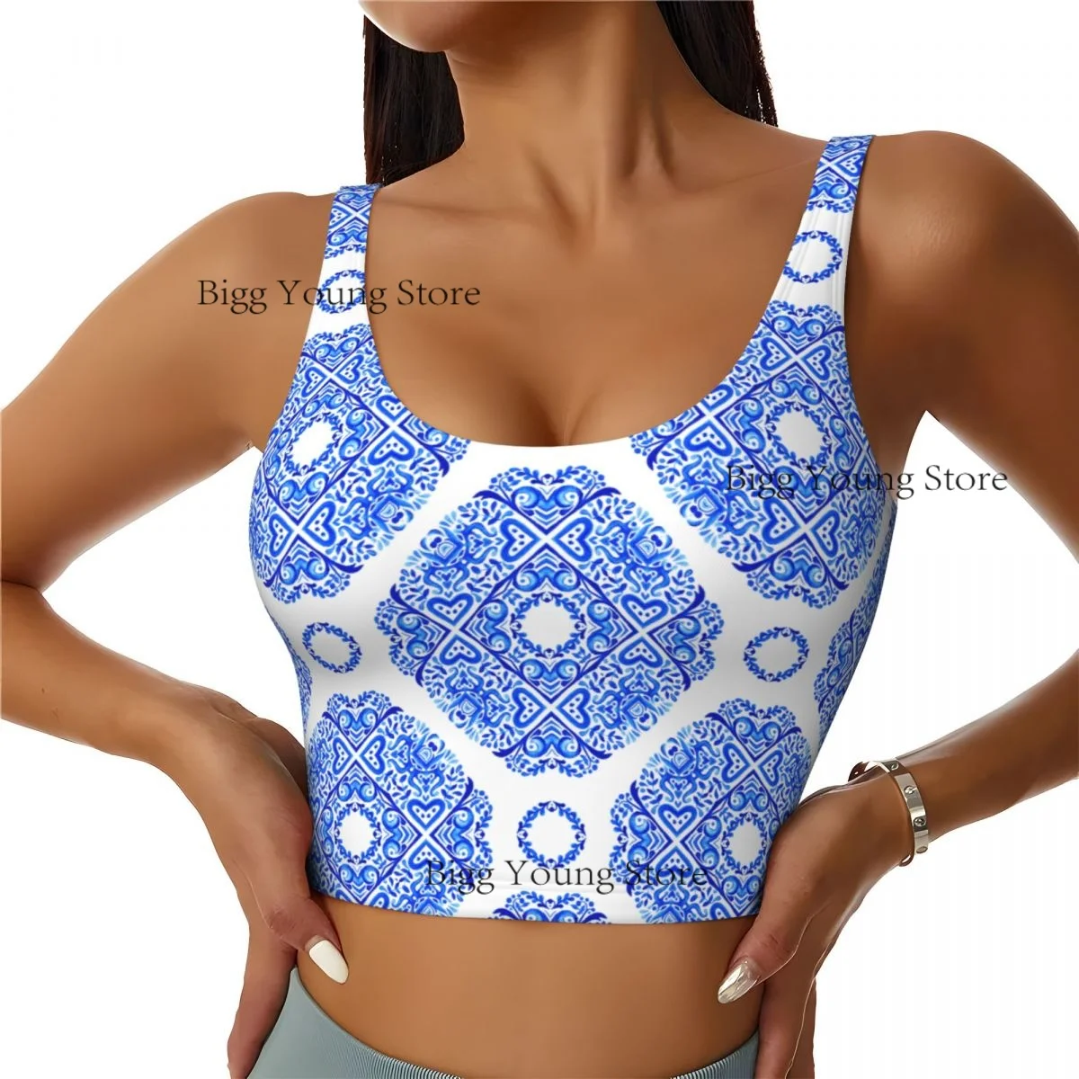 Yoga Vest Women Gym Sports Crop Tops Watercolor Paint Pattern Streetwear Workout Breathable Tank Top Female