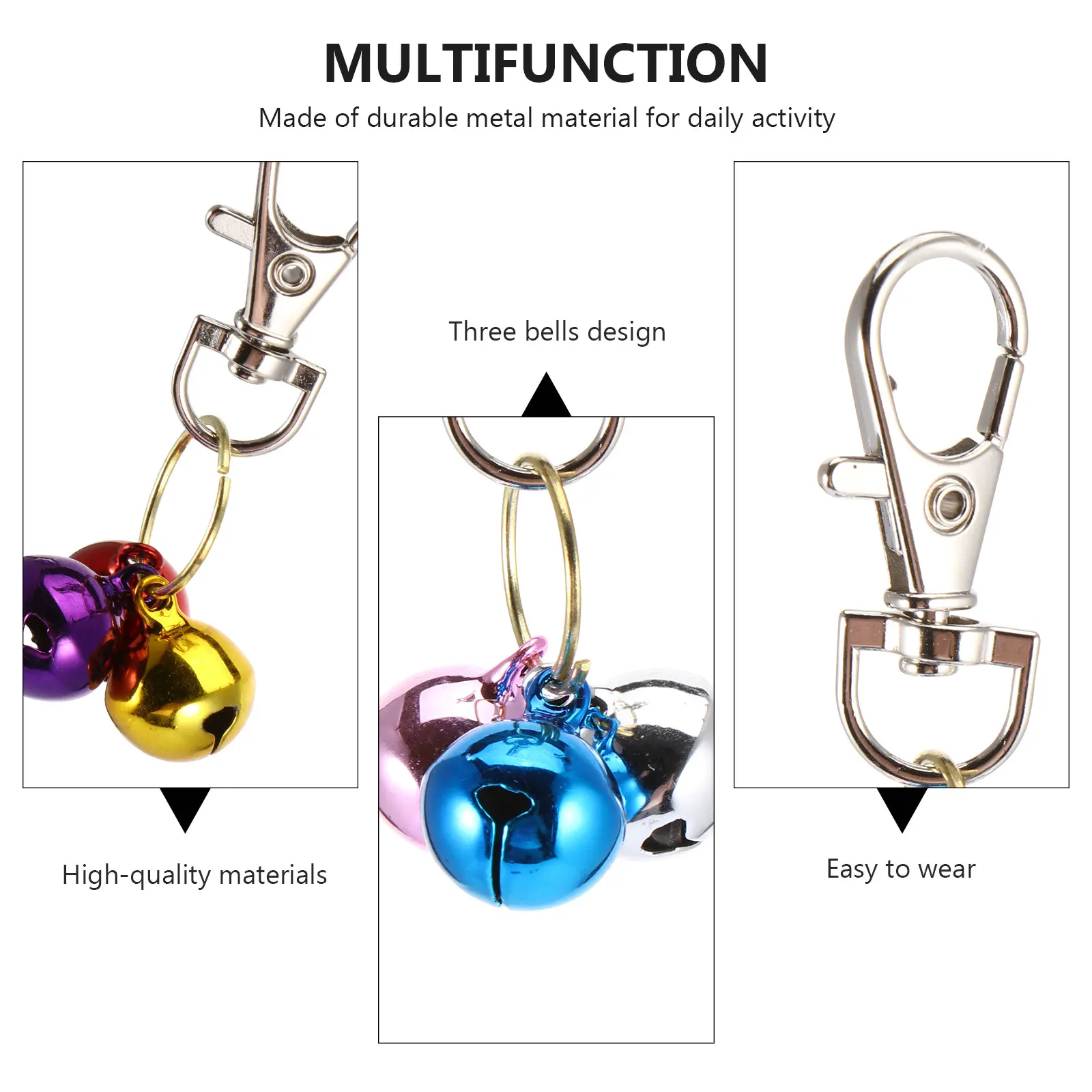 

4pcs Copper for Collar Pet Necklace Accessories Kitten Charms Key Hanger 3 Design Stylish Small Dog Supplies Pet Collar Bells